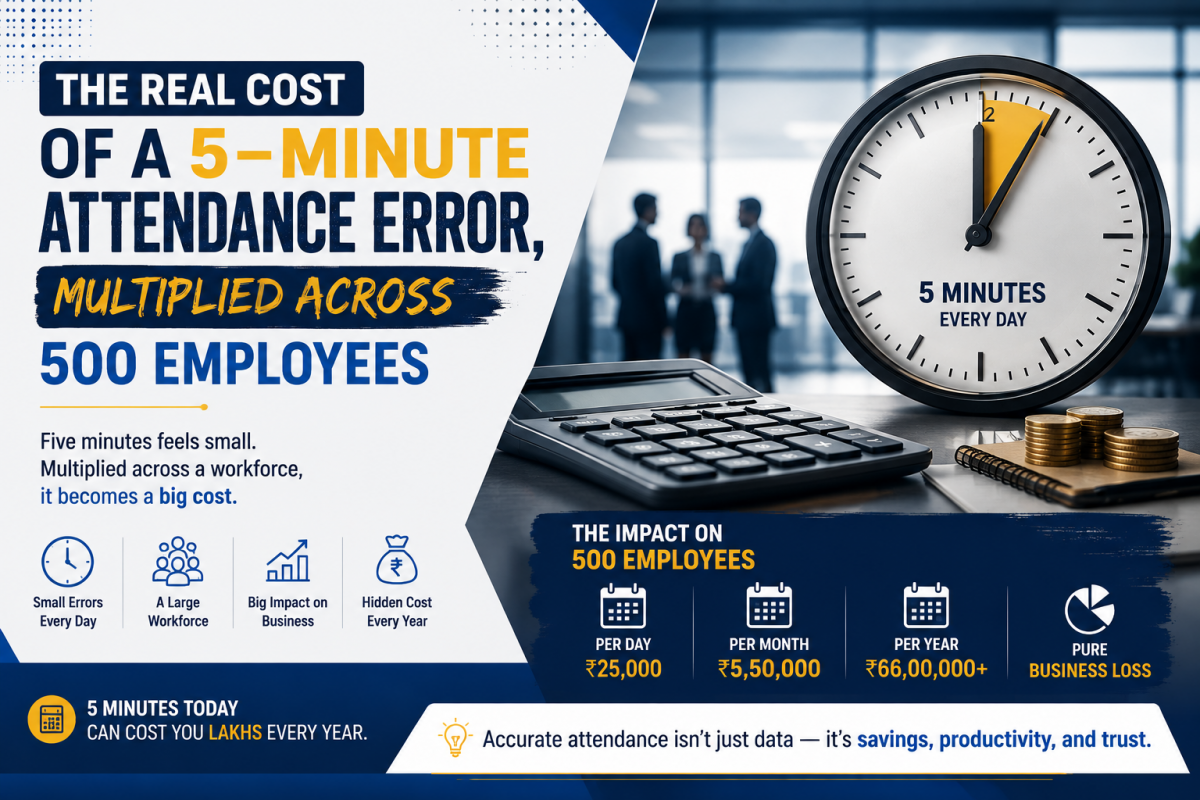 The Real Cost of a 5-Minute Attendance Error, Multiplied Across 500 Employees 