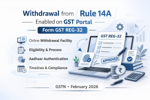GST Update: Online Facility for Withdrawal from Rule 14A Enabled (Form GST REG-32)